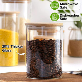 Mfacoy 27 oz clear glass canisters keep contents visible and fresh.