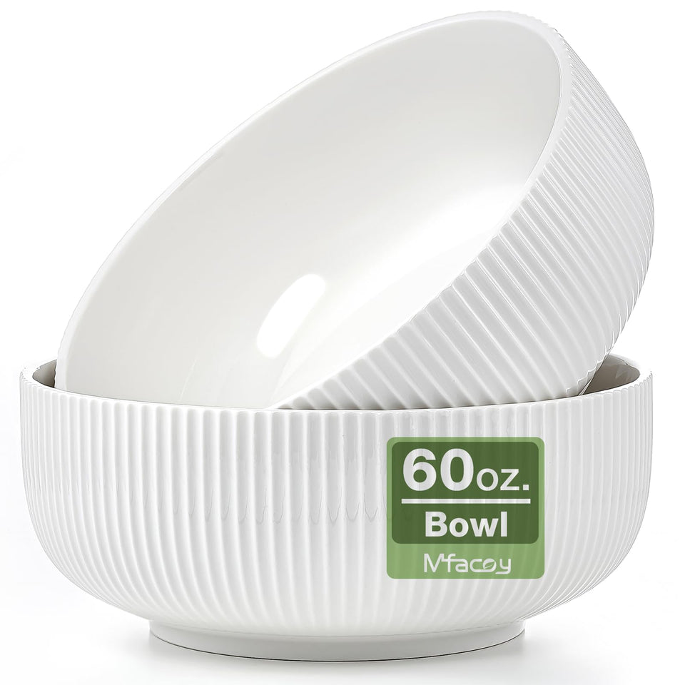 Mfacoy 2-pack salad bowls in 8-inch size, ideal for everyday meals.