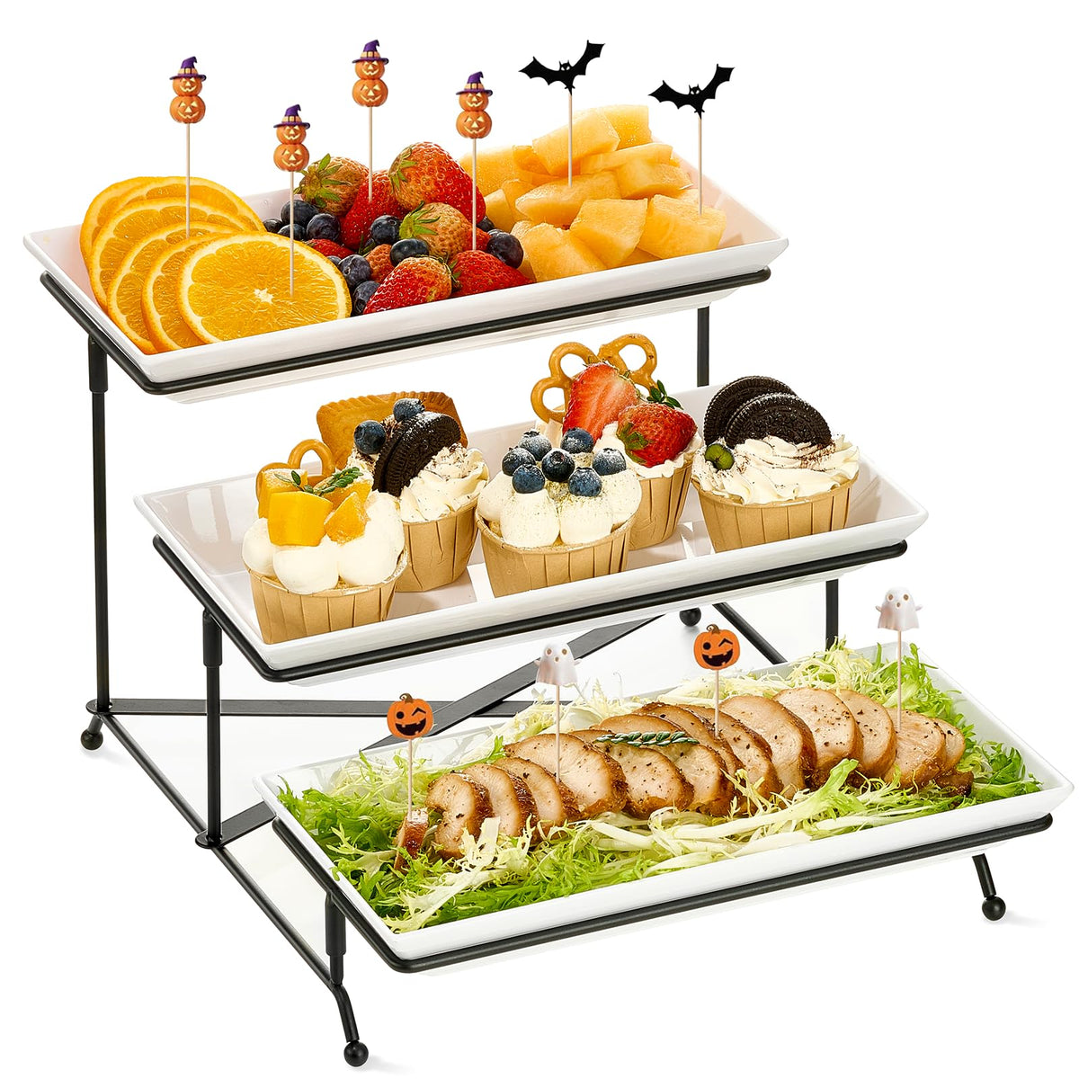 Mfacoy 3-tier stand set up for elegant party displays and space saving