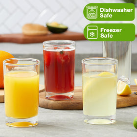 Mfacoy 5.5-ounce glasses with heavy bottoms for stability.