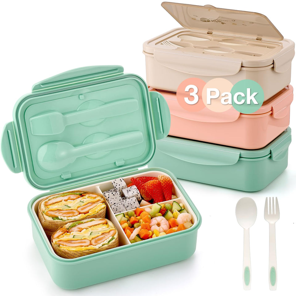 Mfacoy bento box 3-pack ready for school lunches, portable and convenient.