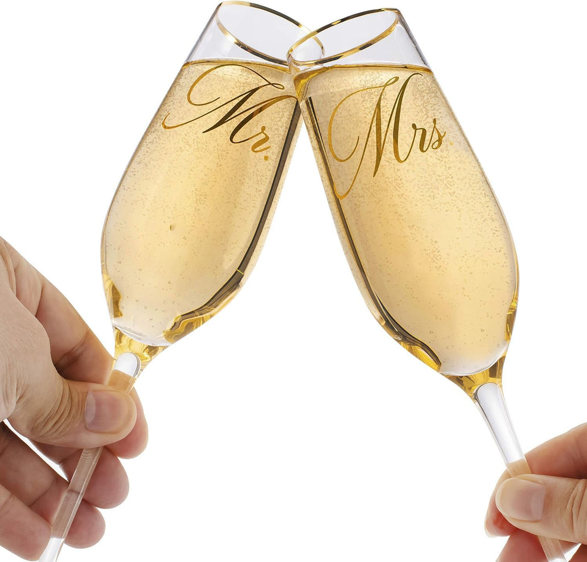 Mfacoy crystal-clear flutes showcasing moments during engagement celebrations.