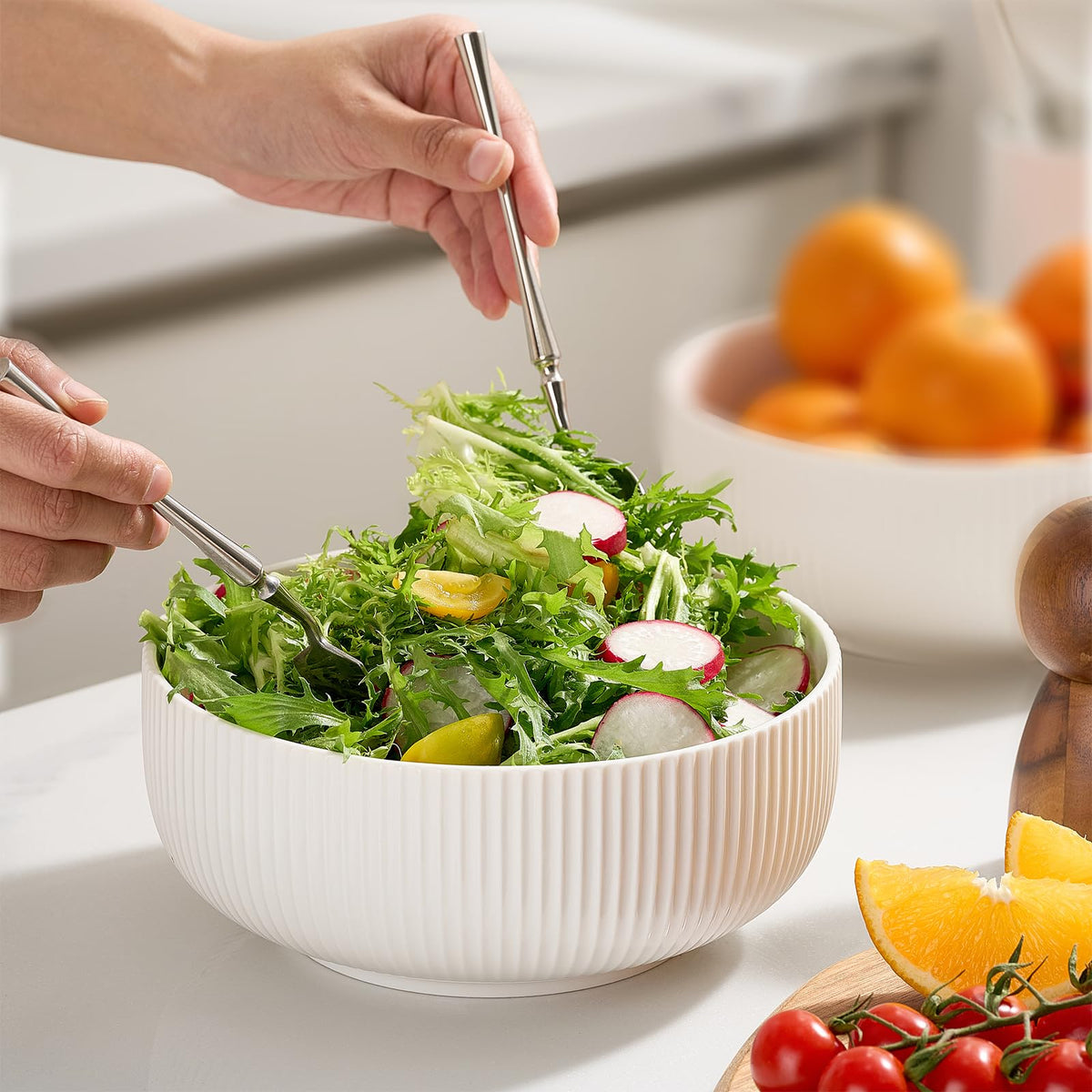 Mfacoy dishwasher and microwave safe bowls for easy cleanup.