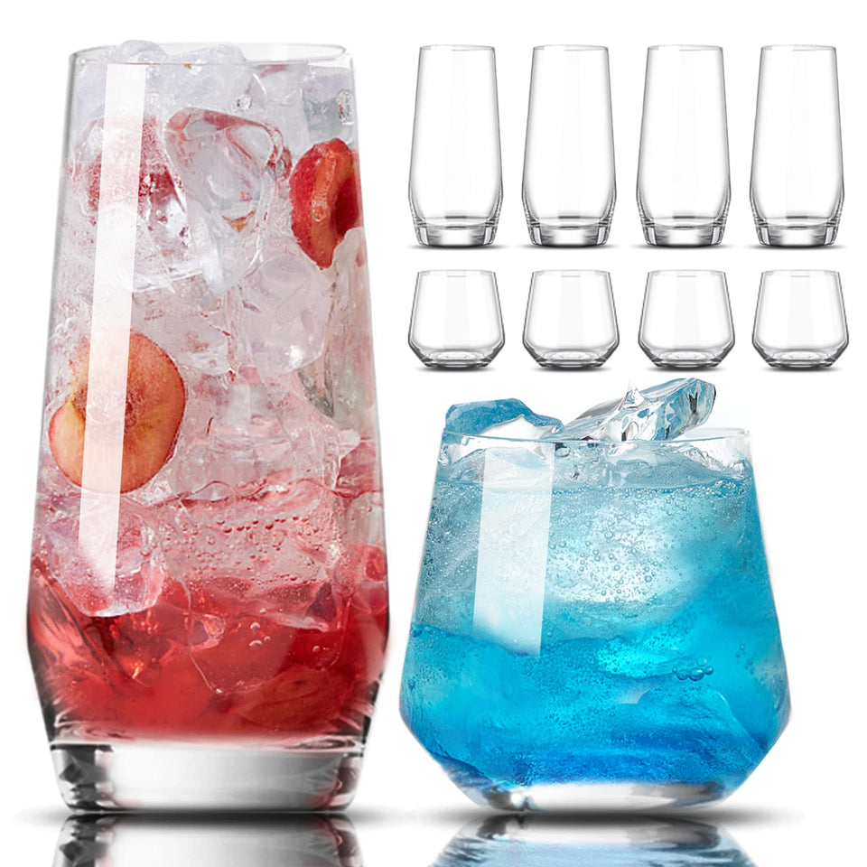Mfacoy 18oz tall glasses set for cocktails and everyday drinks