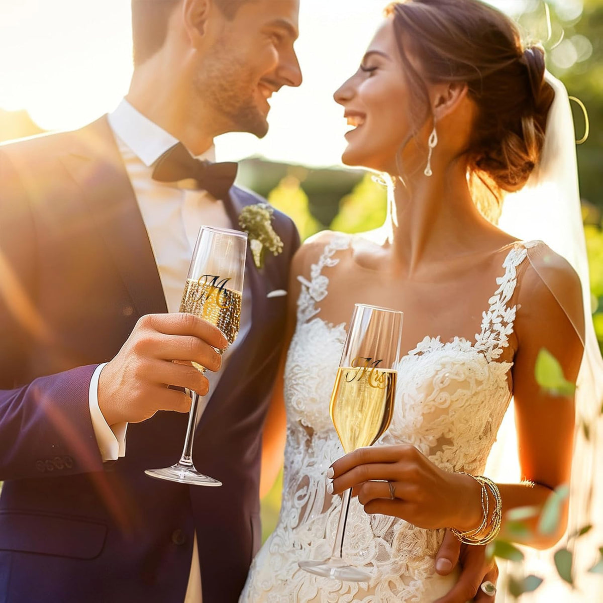 Mfacoy tall 10-inch flutes offer a graceful silhouette for toasts.