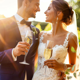 Mfacoy tall 10-inch flutes offer a graceful silhouette for toasts.