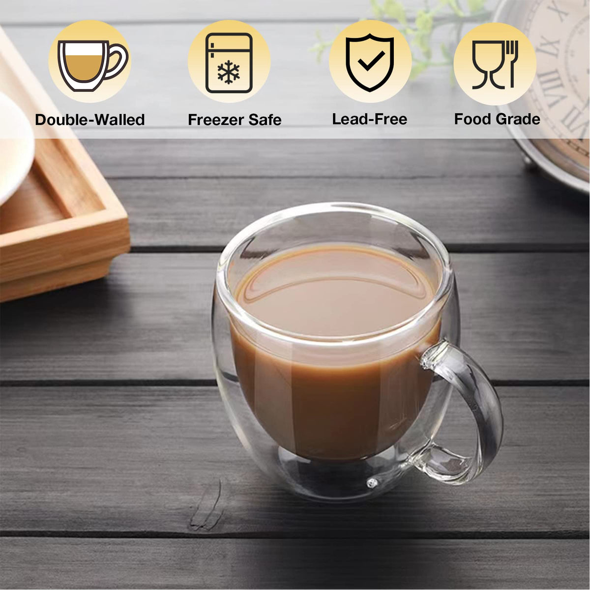 Mfacoy espresso cups ready for use with espresso machine for quick beverages