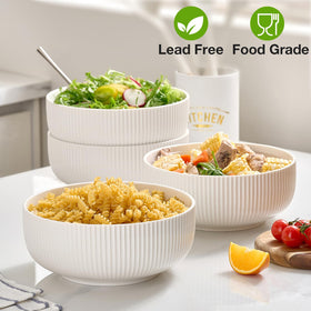 Mfacoy flat-bottom bowls offer stable placement on counters and tables.
