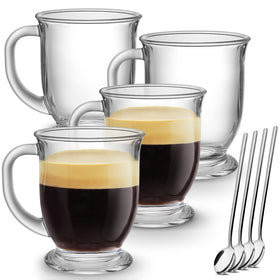Mfacoy glass coffee mug 15oz with a large handle for comfortable grip while enjoying hot drinks.