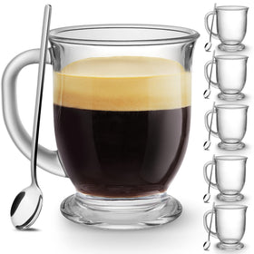 Mfacoy glass coffee mug set with handles for hot beverages.