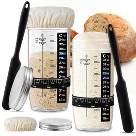 Mfacoy glass sourdough starter jar 2-pack for fresh bread prep