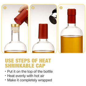 Mfacoy includes labels and heat-shrink caps for customization.