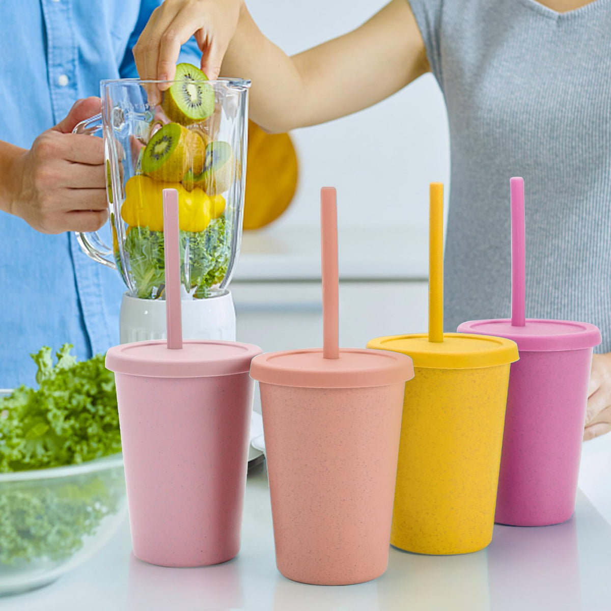 Mfacoy lightweight wheat straw cups designed for little hands and travel