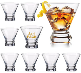 Mfacoy martini glasses set of 9 with modern stemless silhouette, ideal for entertaining.