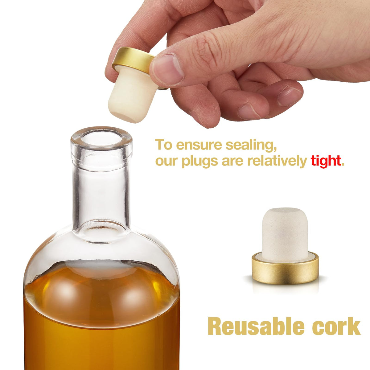 Mfacoy reusable cork stopper enabling easy reseal.