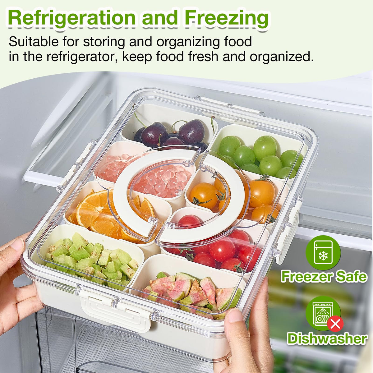 Mfacoy Snackle Box container features leakproof lid to keep foods fresh during travel.
