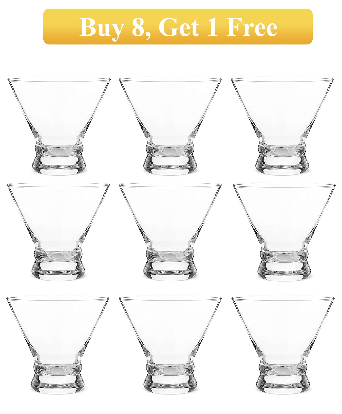 Mfacoy sturdy base and stemless profile provide stable serving on any table.