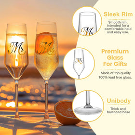 Mfacoy wedding toast glasses catching light with crystal clarity.