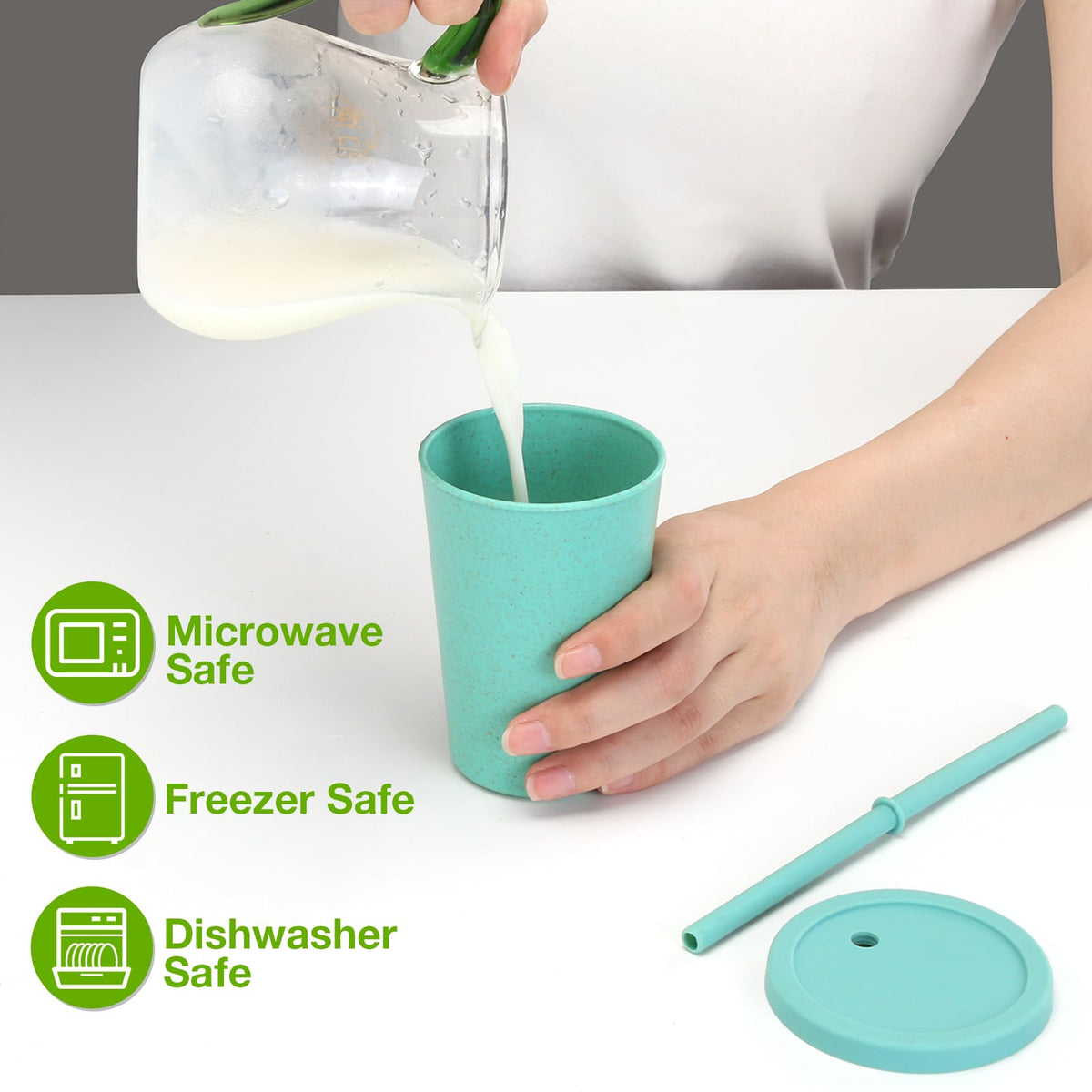 Mfacoy cup with soft silicone straw, kid-friendly chewing safety.