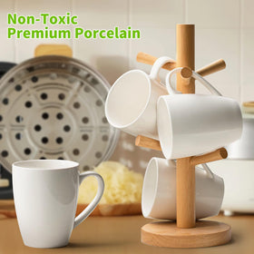 Mfacoy white mugs, close-up of sturdy handles for a comfortable grip