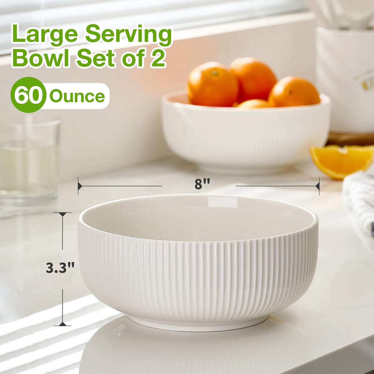 Mfacoy white porcelain serving bowls perfect for ramen, soup, or pasta.