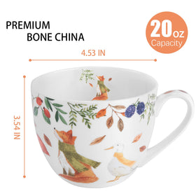 MFoffice autumn forest mug shows a squirrel and duck for whimsical tea moments.
