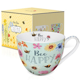 MFoffice Be Happy design with bee and floral motif celebrating nature.