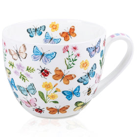 MFoffice Colorful Butterfly Mug front view with cozy hug-friendly design for comforting sips.