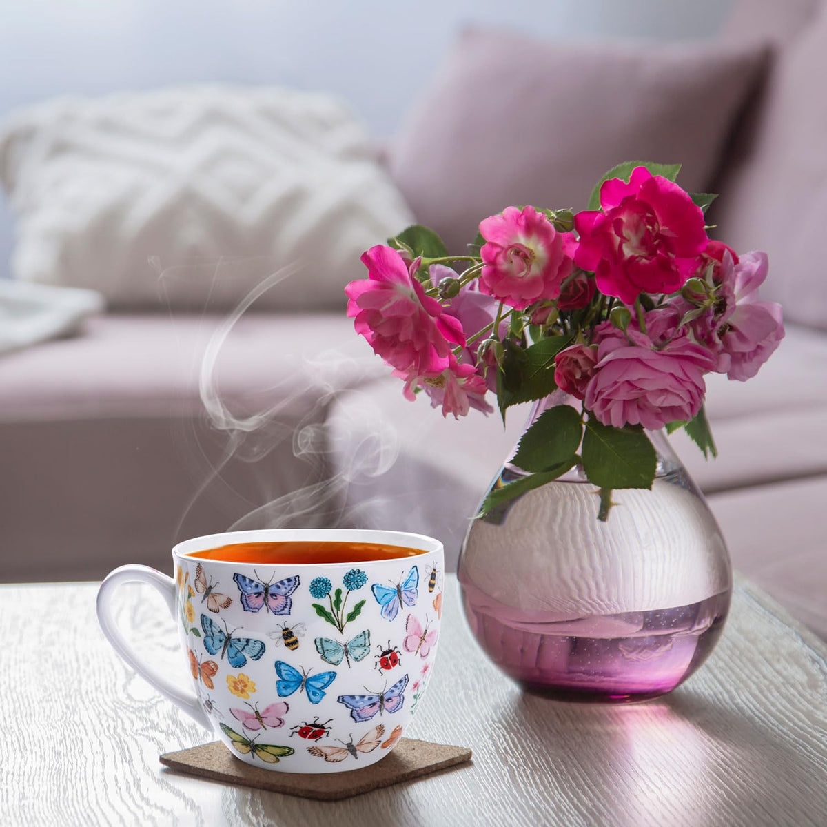 MFoffice Colorful Butterfly Mug ideal for hot coffee, tea, or cocoa.