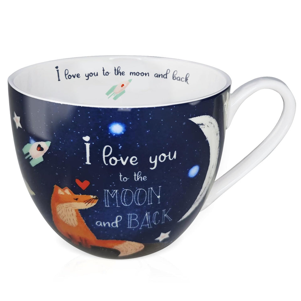 MFoffice I Love You mug featuring moon and stars design for cozy mornings