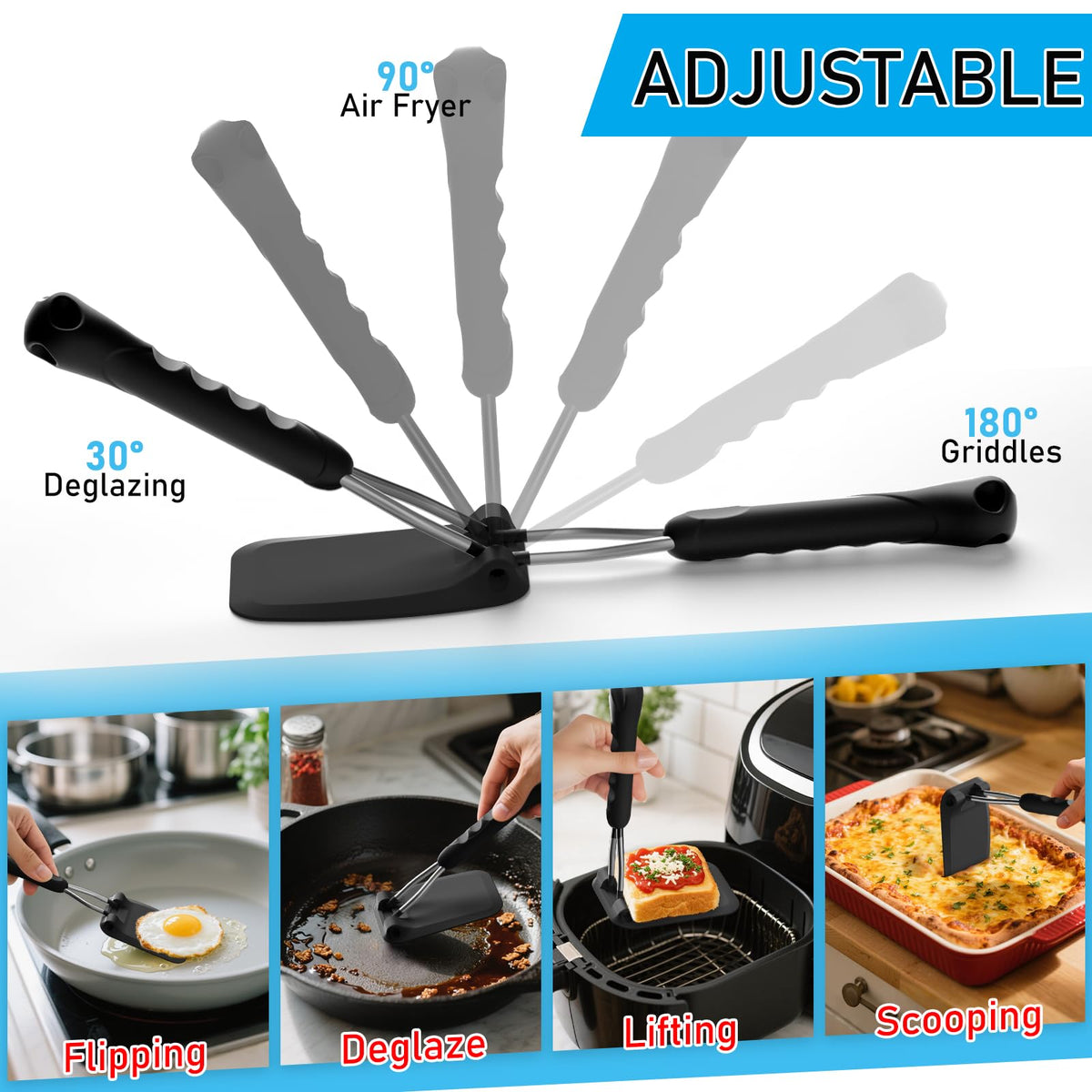 MFTEK angle-adjustable spatula for griddles and pans
