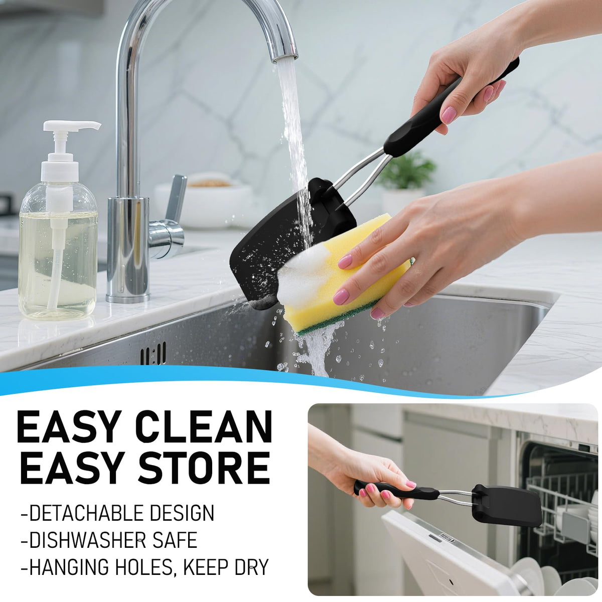 MFTEK dishwasher-safe spatula for easy cleanup
