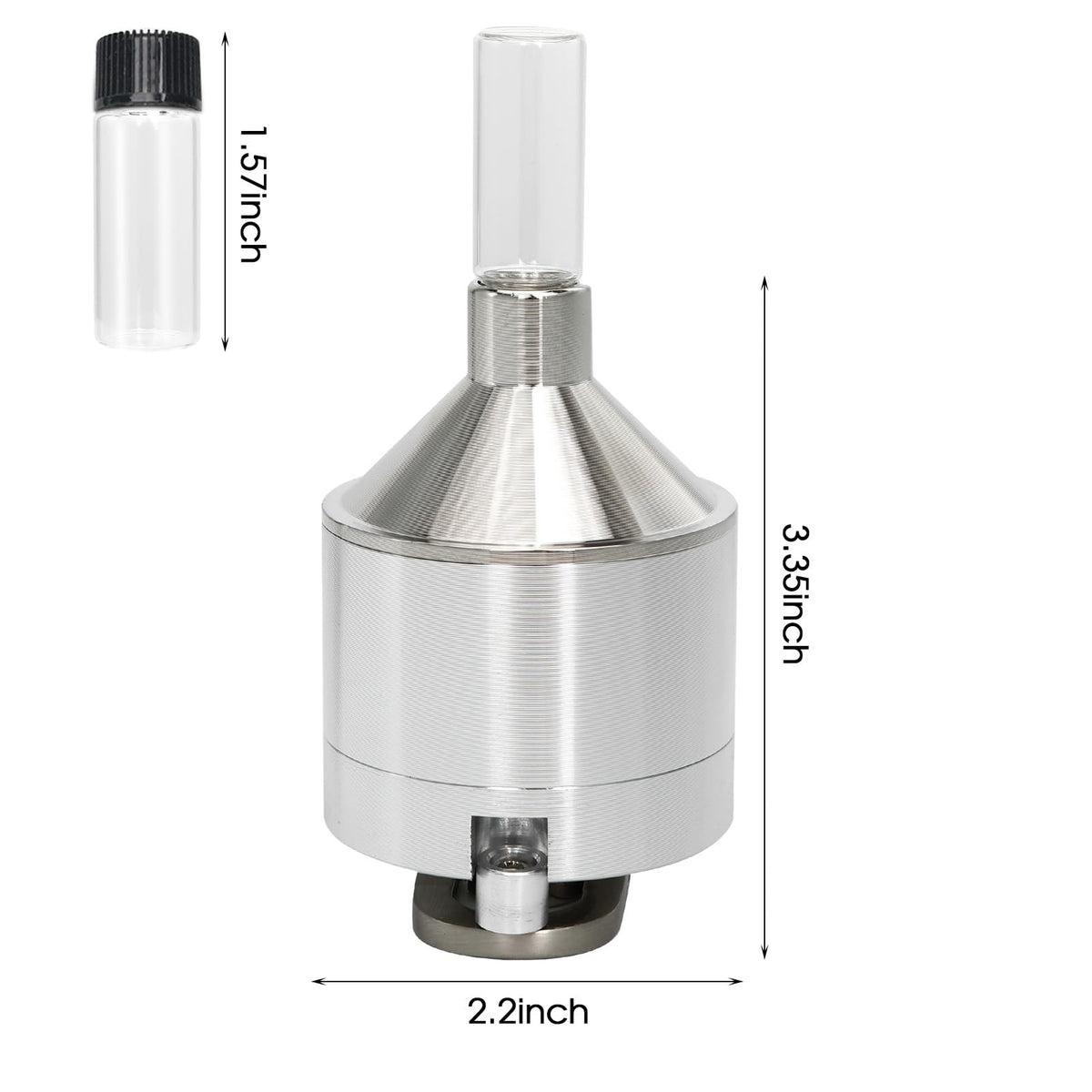 MGOJIJINN grinder side view showing compact 2.2 inch diameter for easy grip