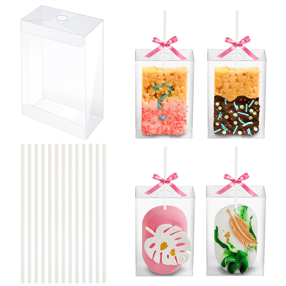 MGWOTH 35 pack rice krispy boxes show a clear container for attractive presentation