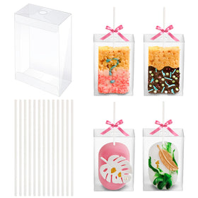 MGWOTH 35 pack rice krispy boxes show a clear container for attractive presentation