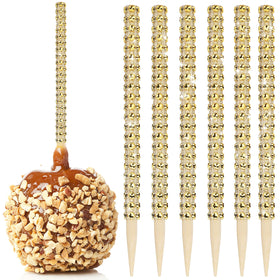 MGWOTH bling candy apple stick with gold wrap enhances dessert presentation.