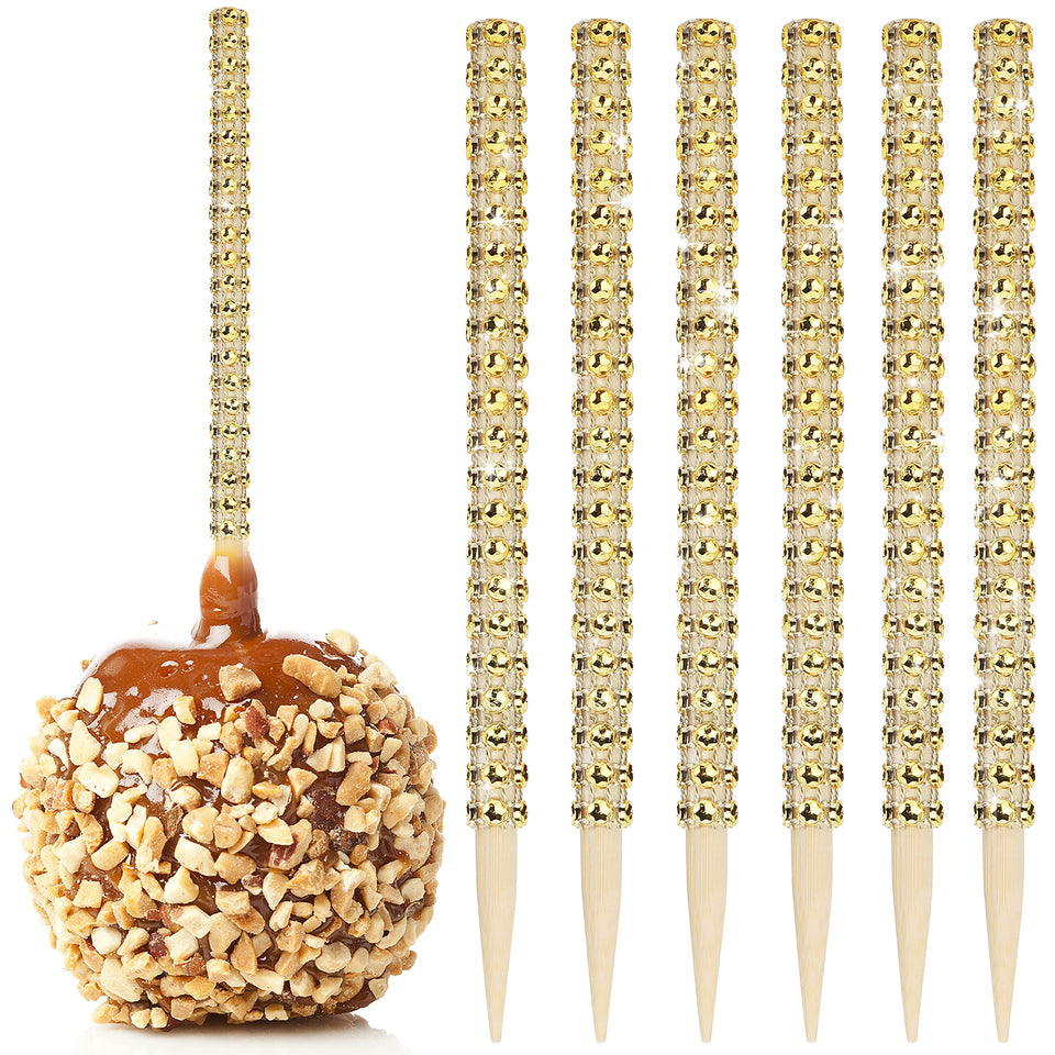 MGWOTH bling candy apple stick with gold wrap enhances dessert presentation.