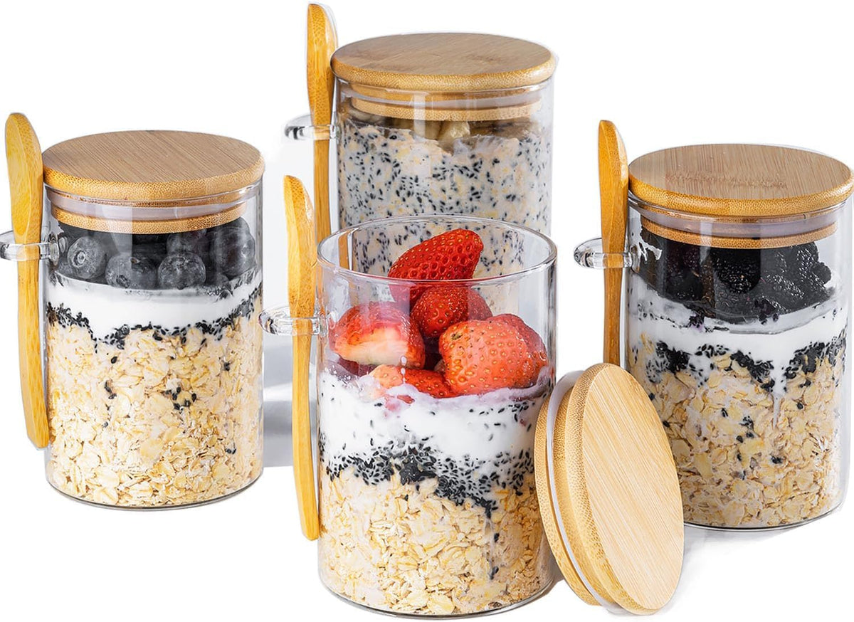 MHDCLY overnight oats container with lids—prepped breakfast on the go.