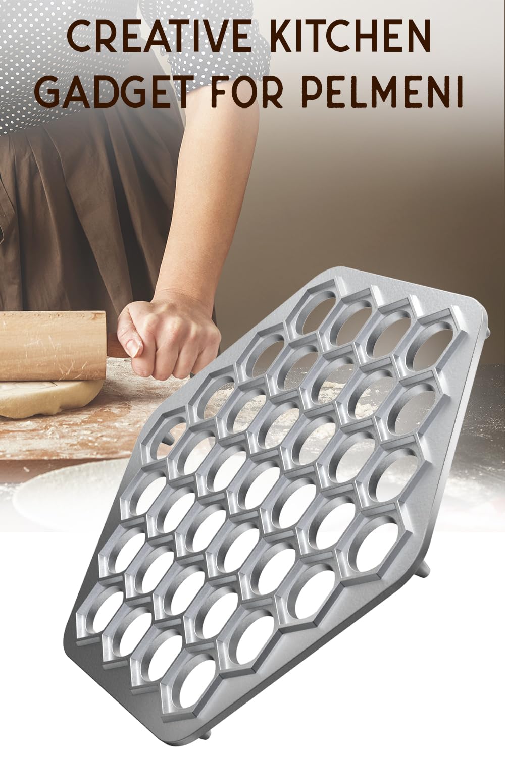 MHH Ravioli maker on a counter ready for pelmeni
