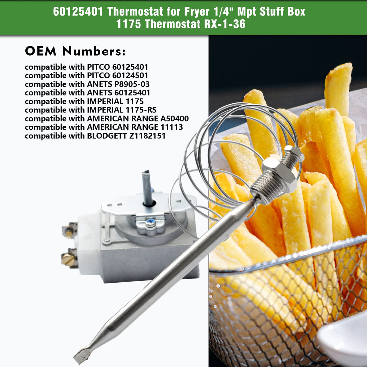Mhrxusd 60125401 OEM replacement thermostat for reliable commercial fryers