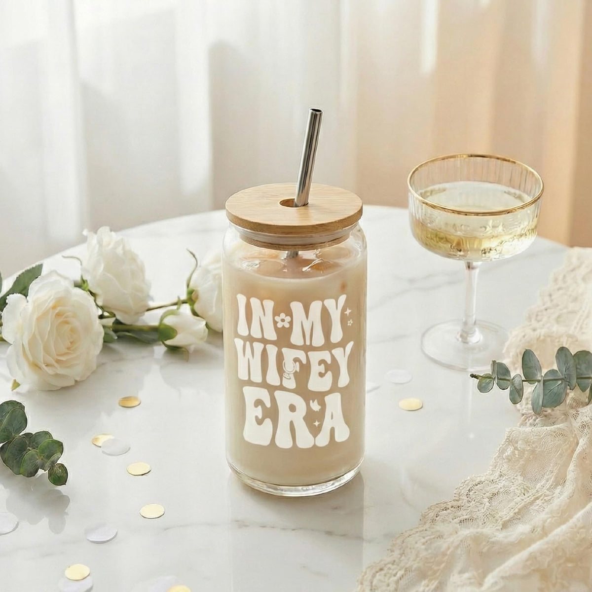 MHSMHL In My Wifey Era cup for wedding planning and self-care moments