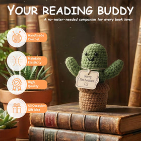 MHSMHL Crochet cactus reading companion decor adds whimsy to desks.