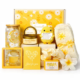 MHSMHL daisy glass cup, bright yellow gift set for teen self-care and daily rituals.