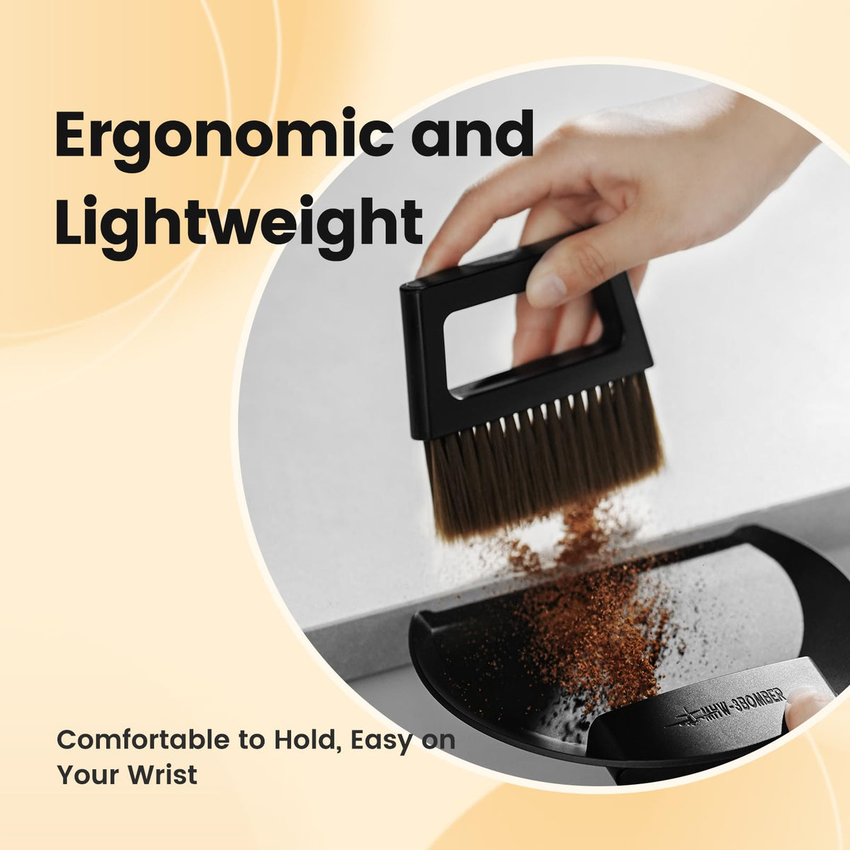 Non-slip base keeps the dustpan stable on counters for easy access.