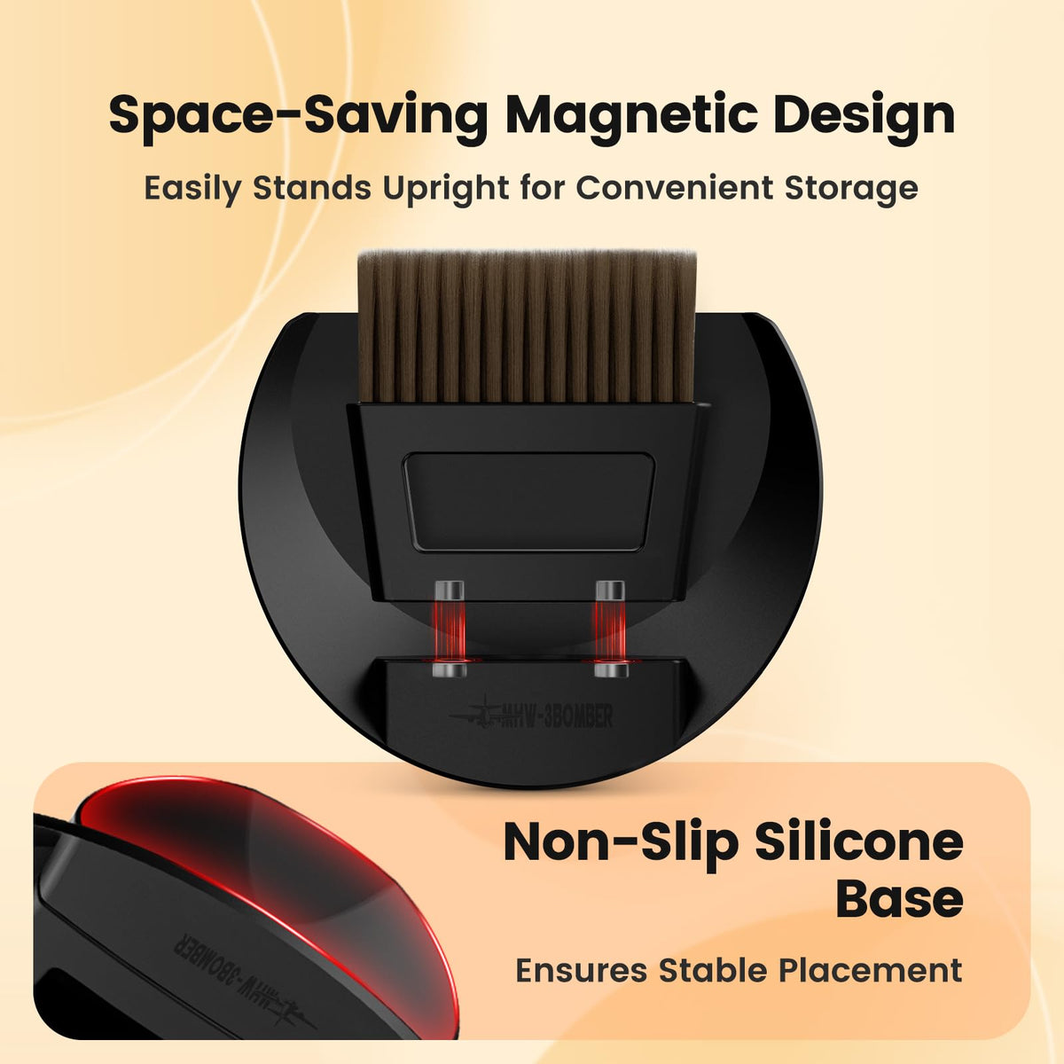 Ergonomic grip of the MHW-3BOMBER mini broom reduces wrist fatigue during cleaning.