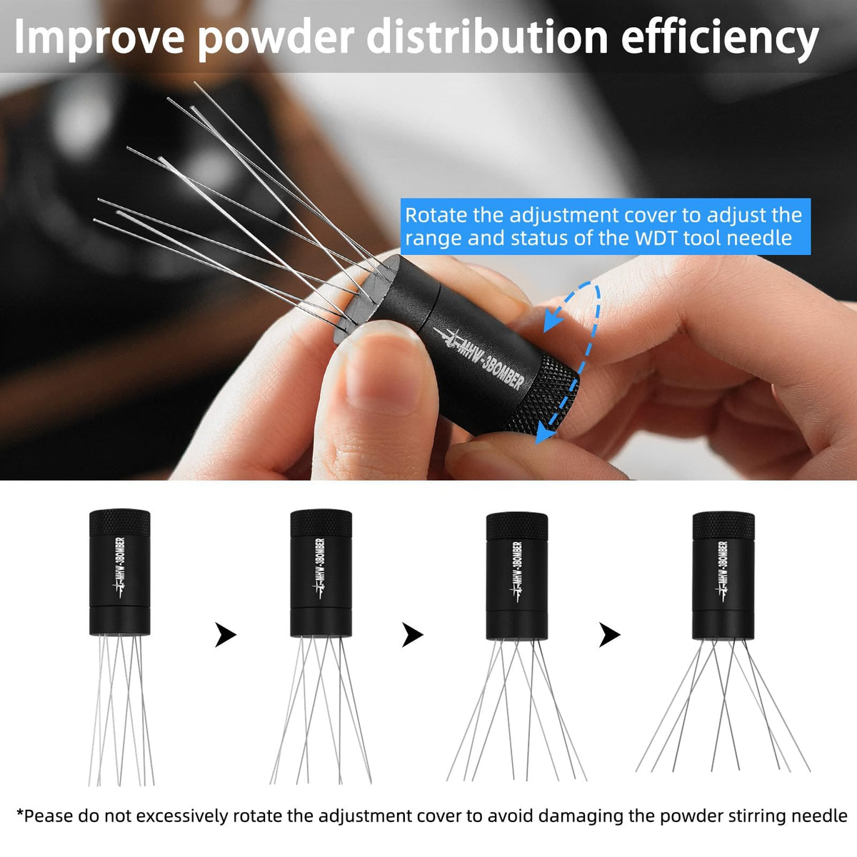 MHW-3BOMBER 0.4mm stainless needles deliver precise distribution with minimal clumping