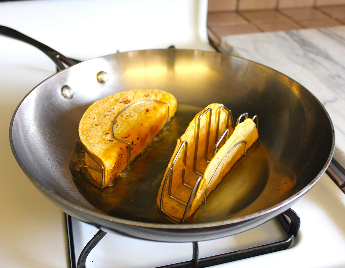 Mi Taco Stand crisps shells inside and out for a perfectly fried tortilla