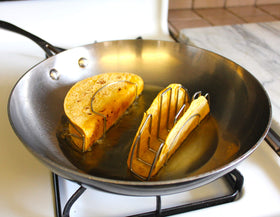 Mi Taco Stand crisps shells inside and out for a perfectly fried tortilla