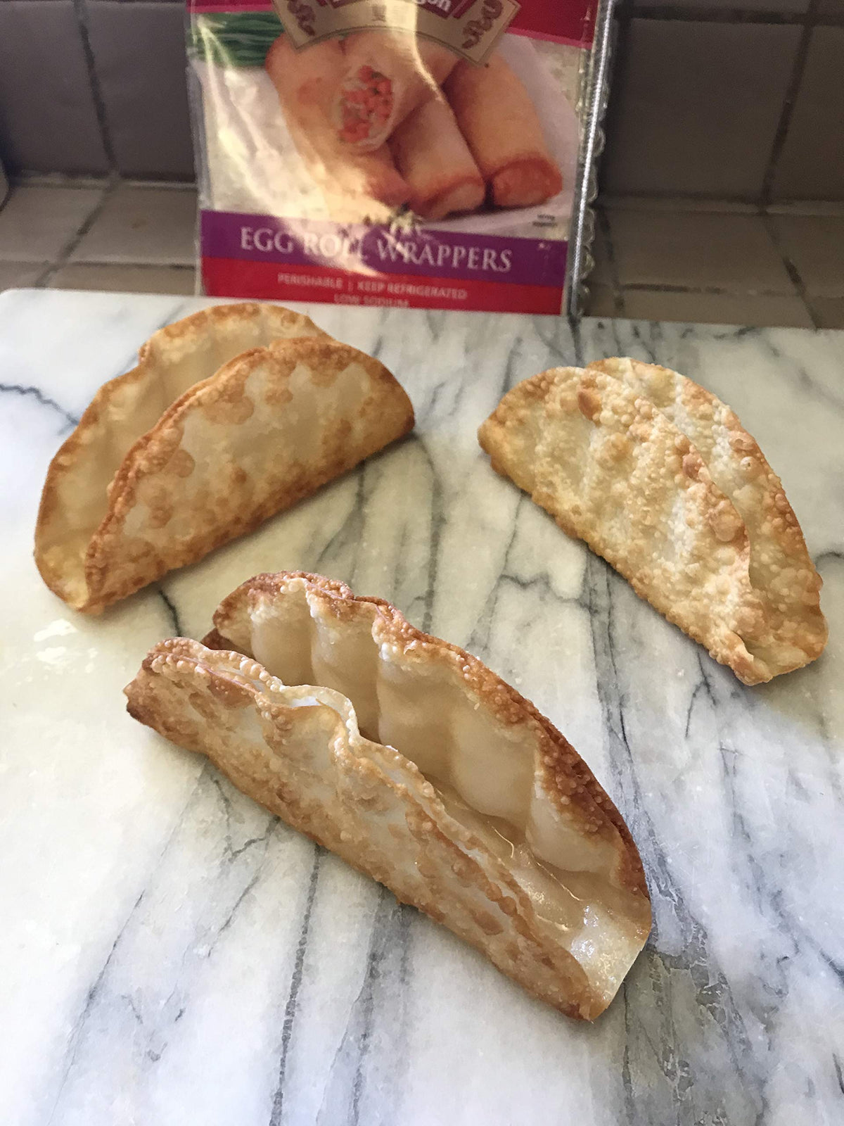 Mi Taco Stand supports egg roll wrappers for extra-crisp shells