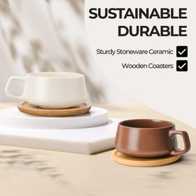 MIAMIO Luxe beige pastel ceramic mug for warm beverages at home